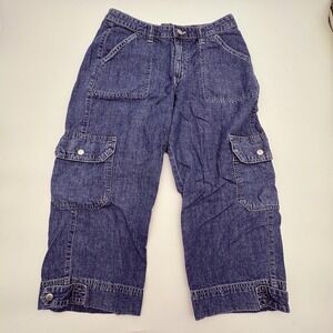 Riders By Lee Capri Jeans Womens 6 Blue Medium Wash Cargo Crop Denim Pockets